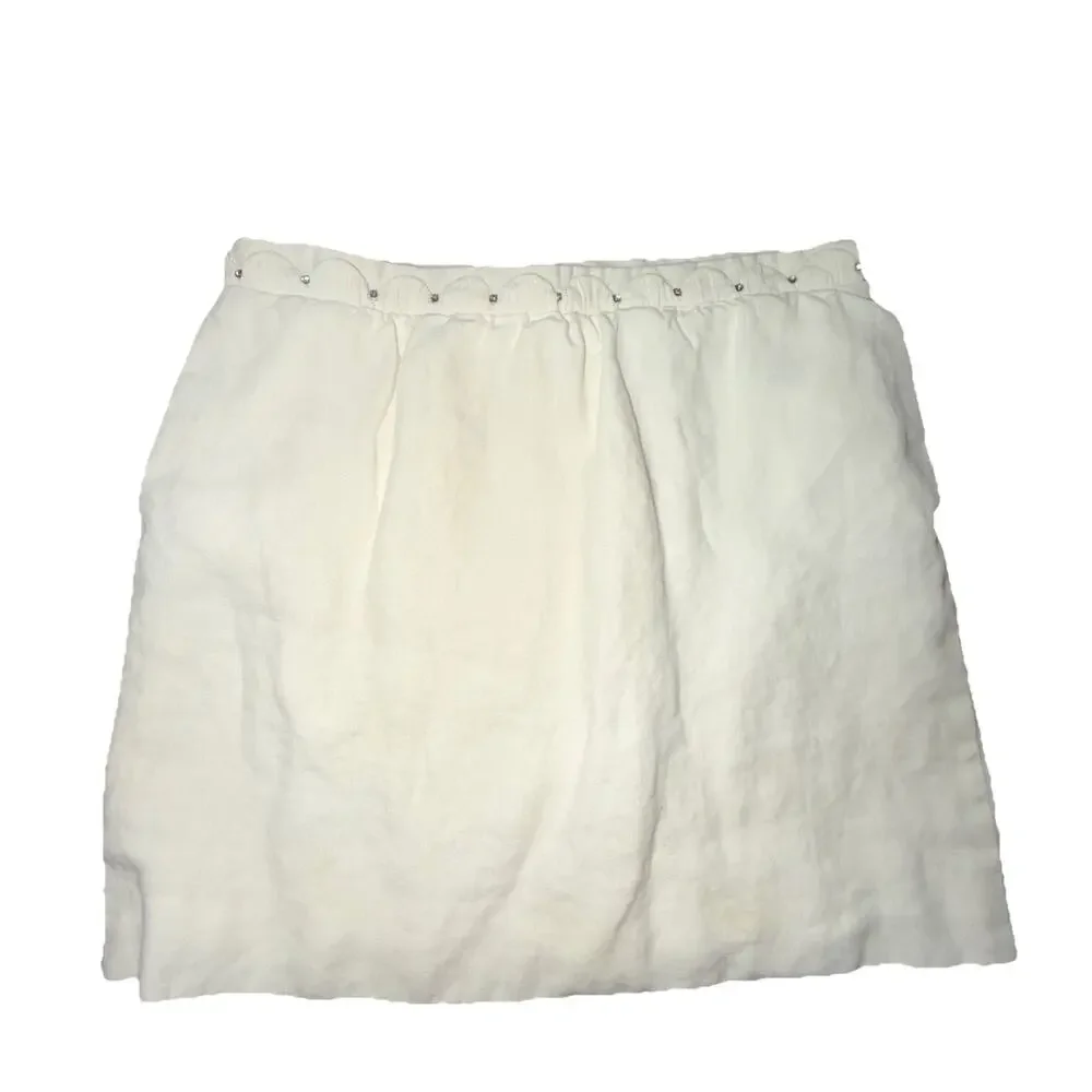 Chloe Designer White Mini Skirt Size 38 (Ae3)